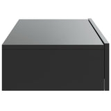 Wall-mounted Bedside Cabinet with LED High Gloss Grey - Low Angle