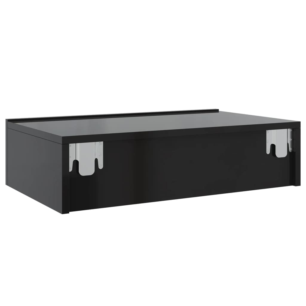 Wall-mounted Bedside Cabinet with LED High Gloss Grey