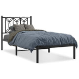 Metal Bed Frame without Mattress with Headboard Black 90x190 cm