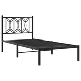 Metal Bed Frame without Mattress with Headboard Black 90x190 cm - Side View