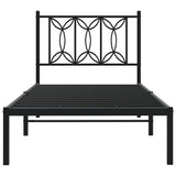 Metal Bed Frame without Mattress with Headboard Black 90x190 cm - Top-Down View