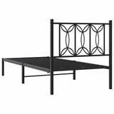 Metal Bed Frame without Mattress with Headboard Black 90x190 cm