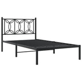 Metal Bed Frame without Mattress with Headboard Black 107x203 cm King Single - Side View