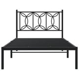 Metal Bed Frame without Mattress with Headboard Black 107x203 cm King Single