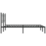 Metal Bed Frame without Mattress with Headboard Black 135x190 cm - 45-Degree Angle
