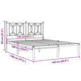Metal Bed Frame without Mattress with Headboard Black 135x190 cm
