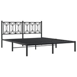 Metal Bed Frame without Mattress with Headboard Black 150x200 cm - Side View
