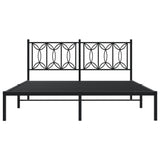 Metal Bed Frame without Mattress with Headboard Black 150x200 cm - Top-Down View