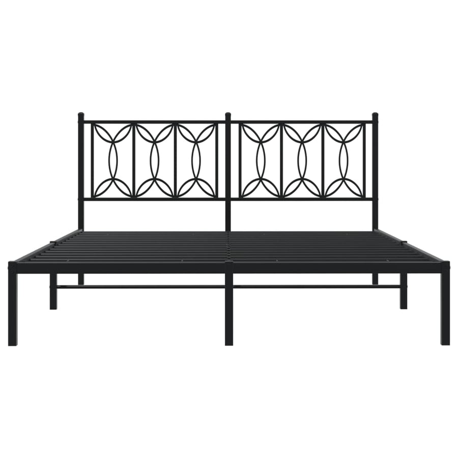 Metal Bed Frame without Mattress with Headboard Black 150x200 cm