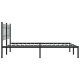 Metal Bed Frame without Mattress with Headboard Black 150x200 cm