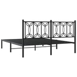 Metal Bed Frame without Mattress with Headboard Black 150x200 cm - Rear View