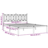 Metal Bed Frame without Mattress with Headboard Black 150x200 cm - Low Angle