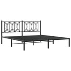 Metal Bed Frame without Mattress with Headboard Black 183x203 cm King