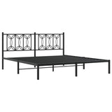 Metal Bed Frame without Mattress with Headboard Black 183x203 cm King - Side View