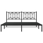 Metal Bed Frame without Mattress with Headboard Black 183x203 cm King