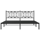 Metal Bed Frame without Mattress with Headboard Black 183x203 cm King - Top-Down View