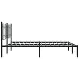 Metal Bed Frame without Mattress with Headboard Black 183x203 cm King - 45-Degree Angle