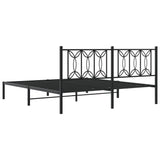 Metal Bed Frame without Mattress with Headboard Black 183x203 cm King - Rear View