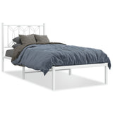 Metal Bed Frame without Mattress with Headboard White 90x190 cm - Front View