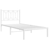 Metal Bed Frame without Mattress with Headboard White 90x190 cm