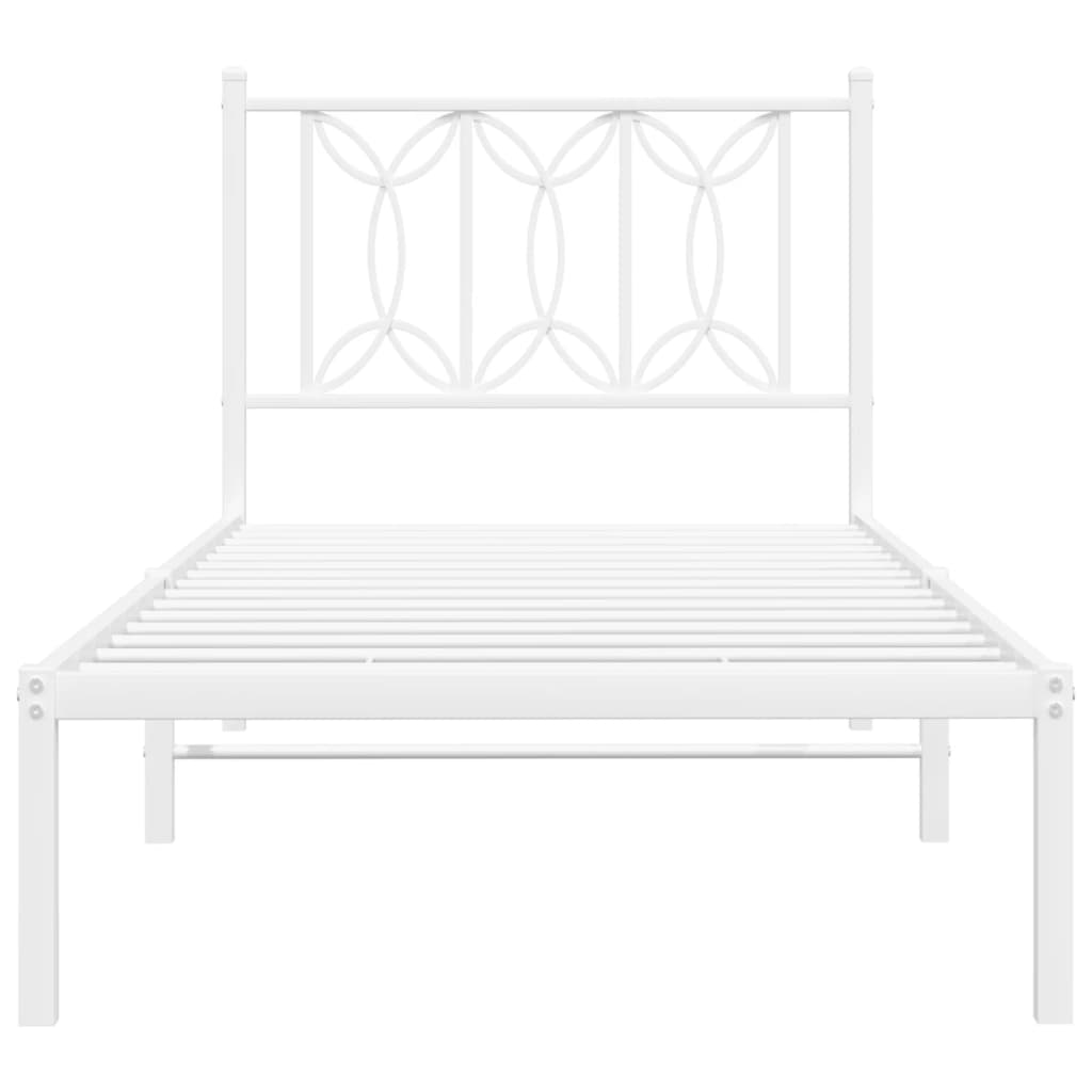 Metal Bed Frame without Mattress with Headboard White 90x190 cm