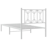 Metal Bed Frame without Mattress with Headboard White 90x190 cm - Rear View
