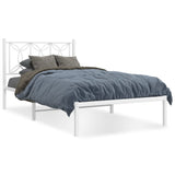 Metal Bed Frame without Mattress with Headboard White 107x203 cm King Single - Front View