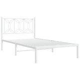 Metal Bed Frame without Mattress with Headboard White 107x203 cm King Single - Side View