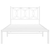 Metal Bed Frame without Mattress with Headboard White 107x203 cm King Single