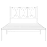 Metal Bed Frame without Mattress with Headboard White 107x203 cm King Single - Top-Down View