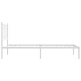 Metal Bed Frame without Mattress with Headboard White 107x203 cm King Single - 45-Degree Angle