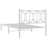 Metal Bed Frame without Mattress with Headboard White 107x203 cm King Single - Rear View