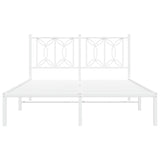 Metal Bed Frame without Mattress with Headboard White 135x190 cm