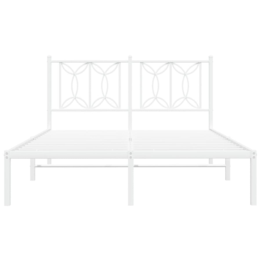 Metal Bed Frame without Mattress with Headboard White 135x190 cm