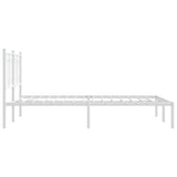 Metal Bed Frame without Mattress with Headboard White 135x190 cm - 45-Degree Angle