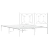 Metal Bed Frame without Mattress with Headboard White 135x190 cm - Rear View