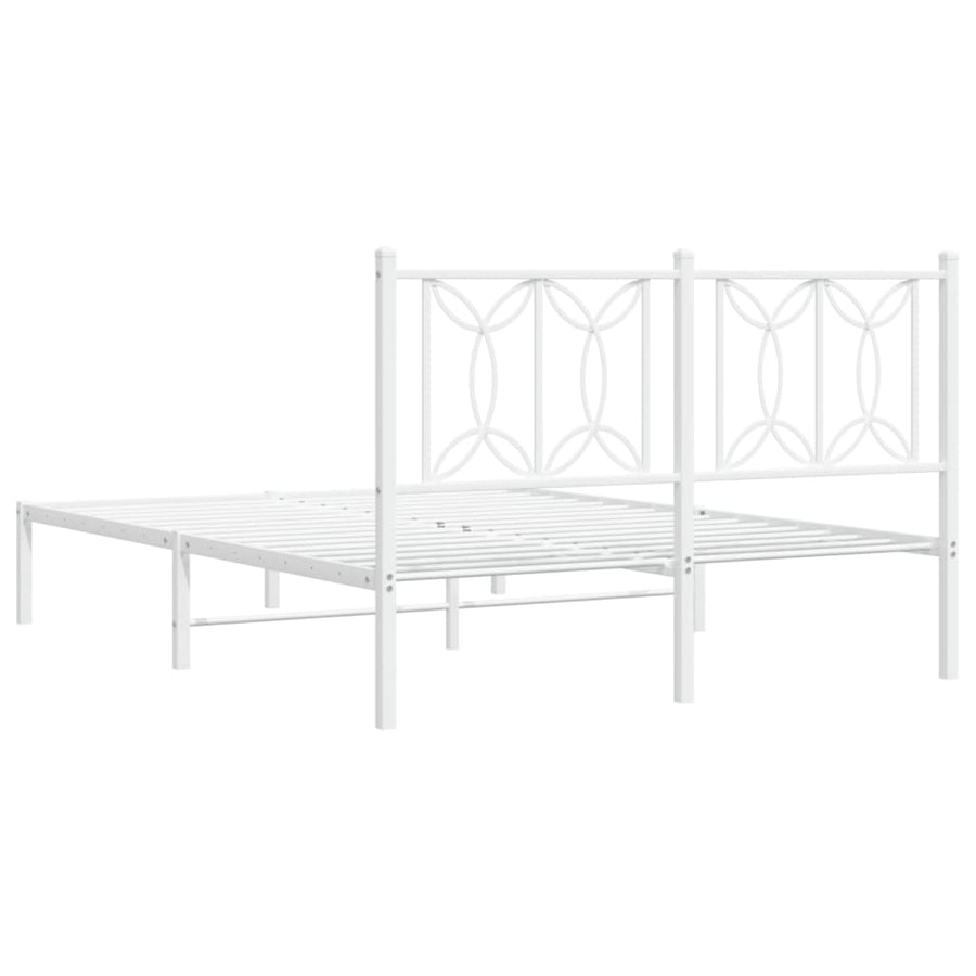 Metal Bed Frame without Mattress with Headboard White 135x190 cm