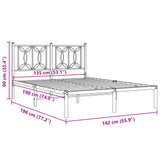 Metal Bed Frame without Mattress with Headboard White 135x190 cm
