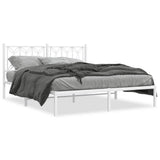 Metal Bed Frame without Mattress with Headboard White 150x200 cm - Front View