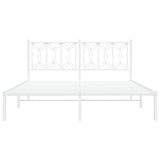 Metal Bed Frame without Mattress with Headboard White 150x200 cm