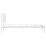 Metal Bed Frame without Mattress with Headboard White 150x200 cm