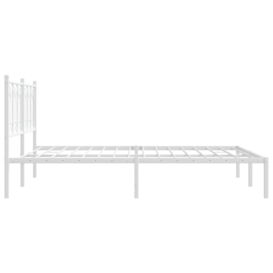 Metal Bed Frame without Mattress with Headboard White 150x200 cm
