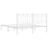 Metal Bed Frame without Mattress with Headboard White 150x200 cm
