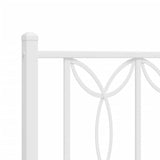 Metal Bed Frame without Mattress with Headboard White 150x200 cm - Close-Up Angle
