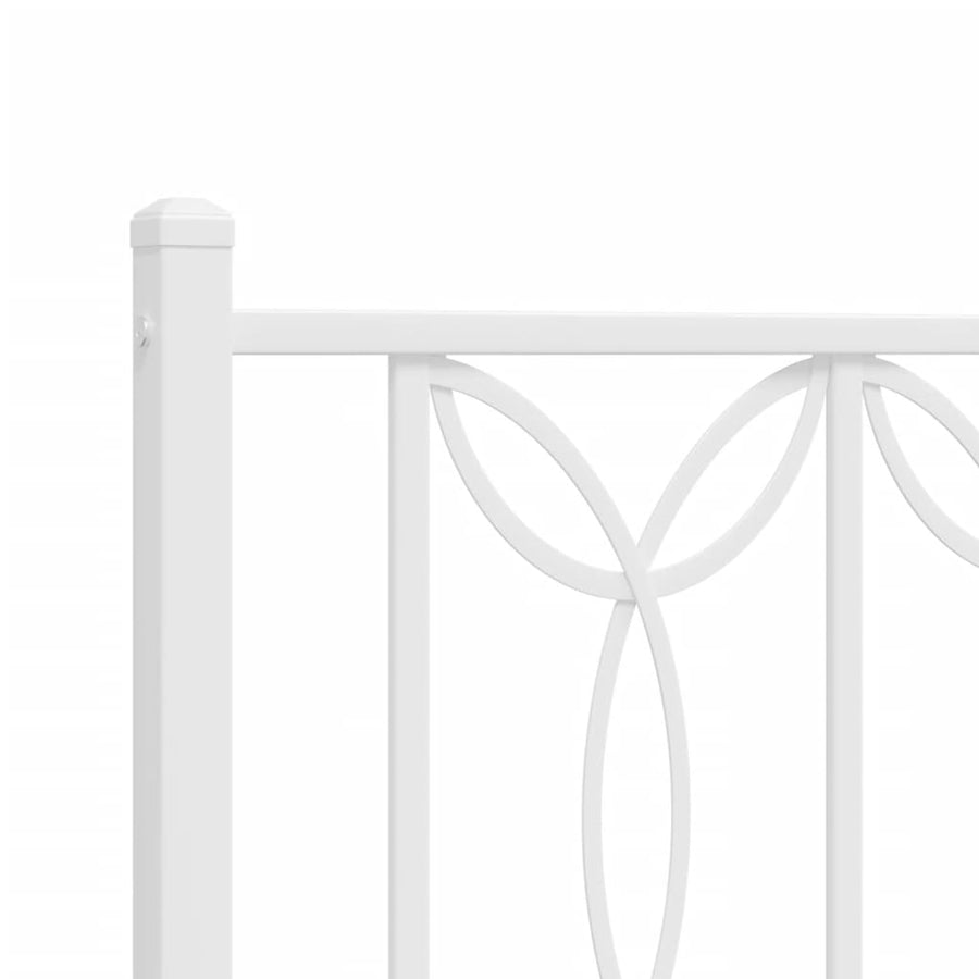 Metal Bed Frame without Mattress with Headboard White 150x200 cm