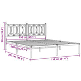 Metal Bed Frame without Mattress with Headboard White 150x200 cm - Low Angle