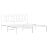Metal Bed Frame without Mattress with Headboard White 183x203 cm King - Side View