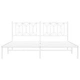 Metal Bed Frame without Mattress with Headboard White 183x203 cm King - Top-Down View