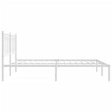 Metal Bed Frame without Mattress with Headboard White 183x203 cm King