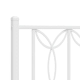 Metal Bed Frame without Mattress with Headboard White 183x203 cm King